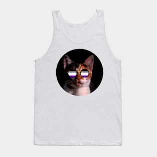 Cute Cat with Glasses Flag Tank Top